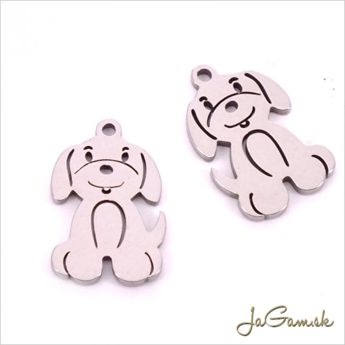 Prívesok CHIRURGICKÁ OCEĽ Psík 17x11mm, 2ks (ch1475)